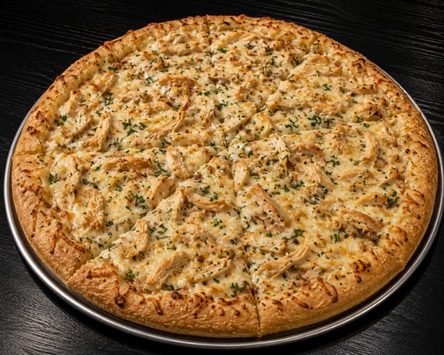 Medium Garlic Chicken Pizza.