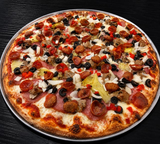 Extra Large Meat Veggie Supreme Pizza.