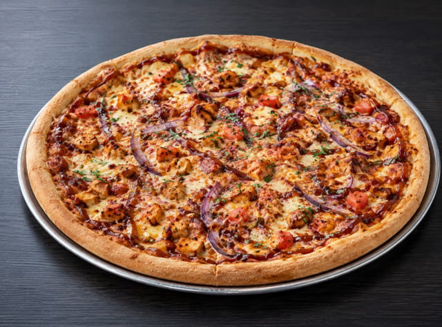 Medium Barbecue Chicken Pizza.