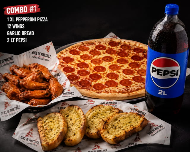 1 XL Pizza 1 Topping, 12 Wing, 2 Liter Soda, Small Garlic Stick.