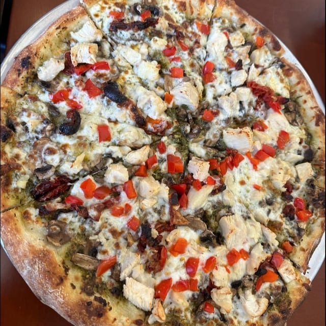 Small Pesto Chicken Pizza.
