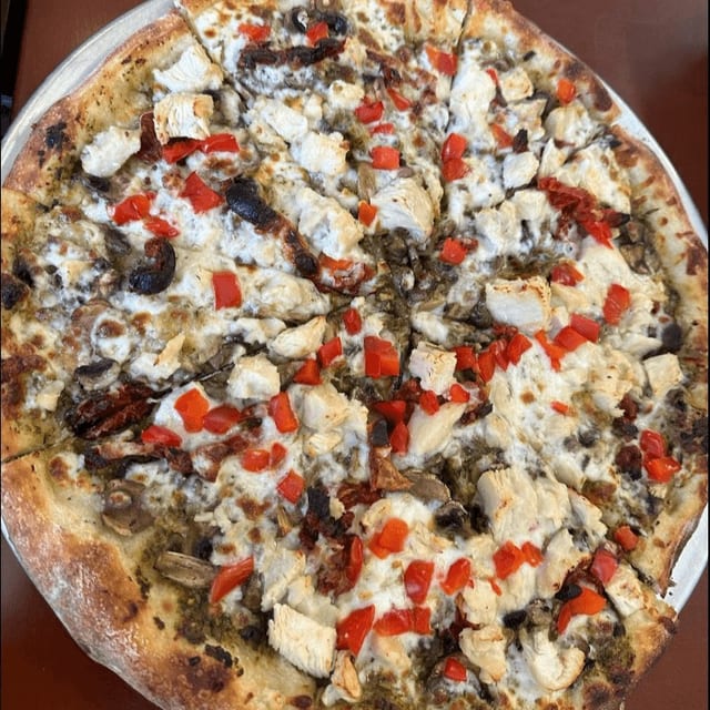 Medium Pesto Chicken Pizza.