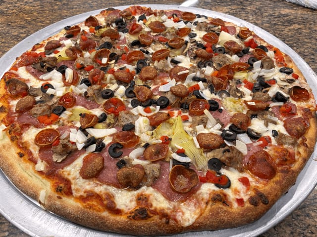 Small Meat Veggie Supreme Pizza.